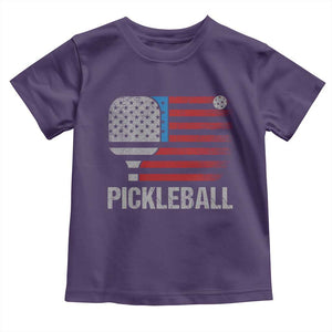 Pickleball Lover Vintage American Flag Toddler T Shirt 4th of July TS11 Purple Print Your Wear