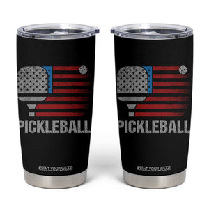Pickleball Lover Vintage American Flag Tumbler Cup 4th of July TS11 Black Print Your Wear