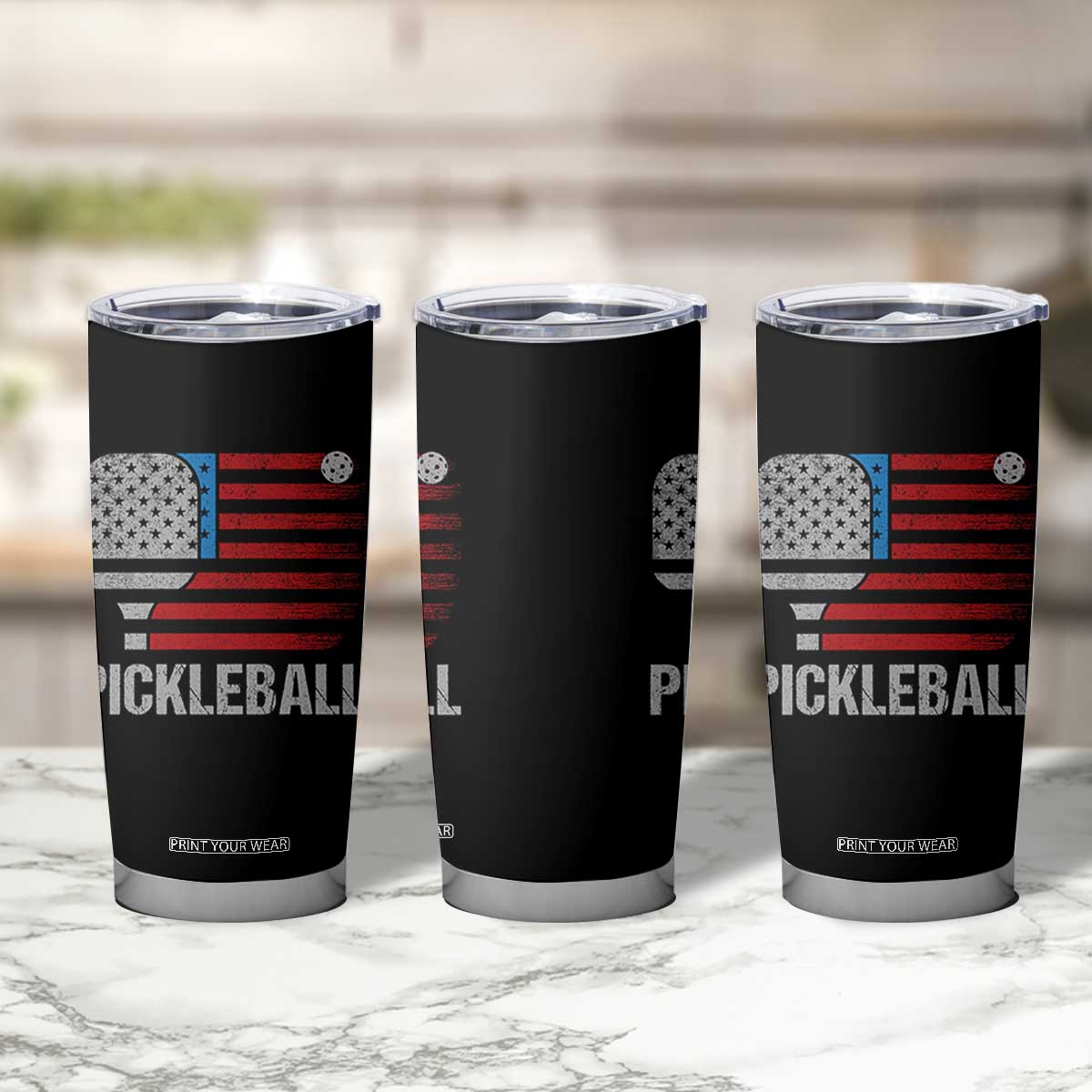 Pickleball Lover Vintage American Flag Tumbler Cup 4th of July TS11 Print Your Wear
