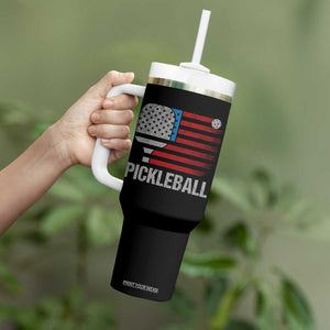 Pickleball Lover Vintage American Flag Tumbler With Handle 4th of July TS11 Print Your Wear