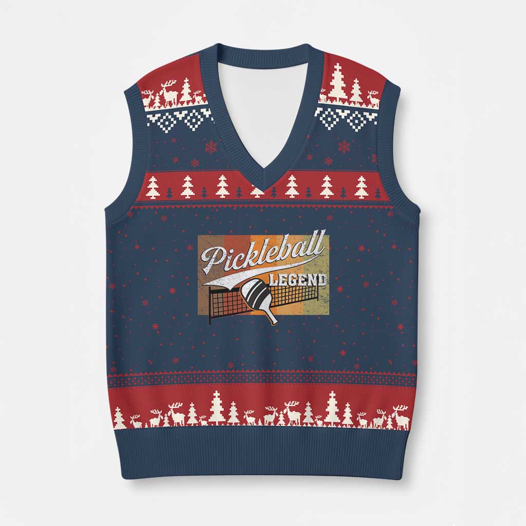 Funny Pickleball Legend V-Neck Knit Sweater Vest Pickleball Player Retro Sport Lover TS11 Navy Red Print Your Wear