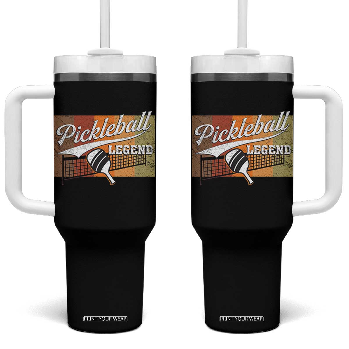 Funny Pickleball Legend Tumbler With Handle Pickleball Player Retro Sport Lover TS11 One Size: 40 oz Black Print Your Wear