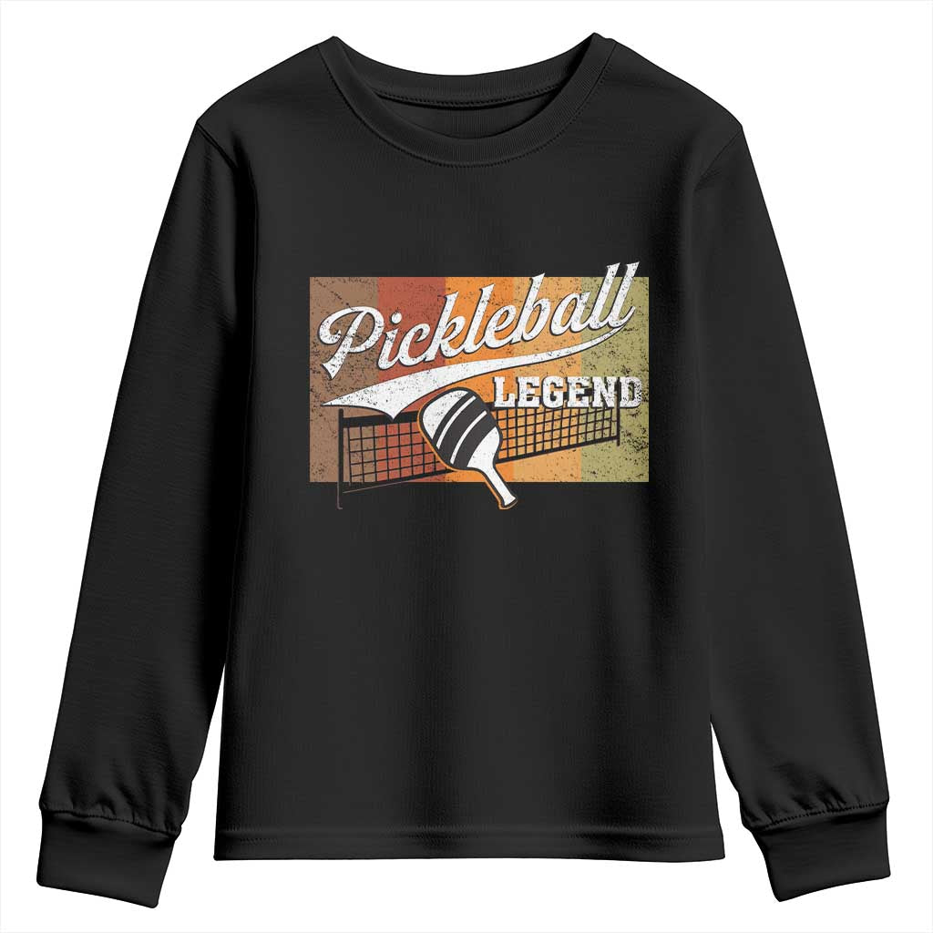 Funny Pickleball Legend Youth Sweatshirt Pickleball Player Retro Sport Lover TS11 Black Print Your Wear