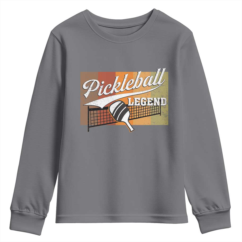 Funny Pickleball Legend Youth Sweatshirt Pickleball Player Retro Sport Lover TS11 Charcoal Print Your Wear