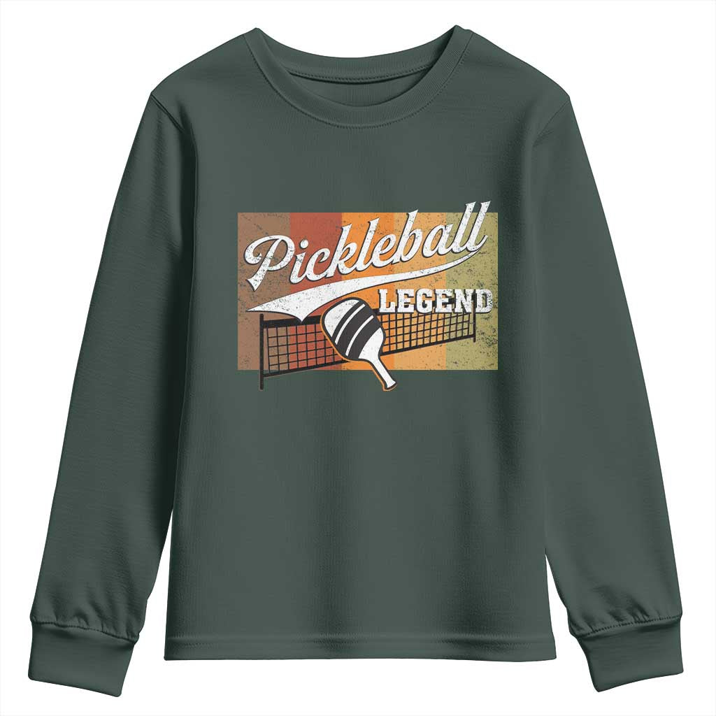 Funny Pickleball Legend Youth Sweatshirt Pickleball Player Retro Sport Lover TS11 Dark Forest Green Print Your Wear