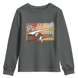 Funny Pickleball Legend Youth Sweatshirt Pickleball Player Retro Sport Lover TS11 Dark Heather Print Your Wear