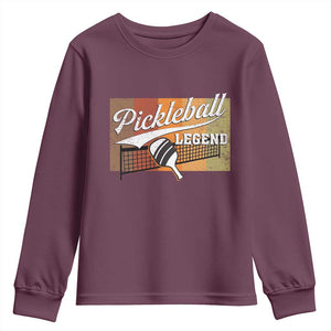 Funny Pickleball Legend Youth Sweatshirt Pickleball Player Retro Sport Lover TS11 Maroon Print Your Wear