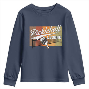 Funny Pickleball Legend Youth Sweatshirt Pickleball Player Retro Sport Lover TS11 Navy Print Your Wear