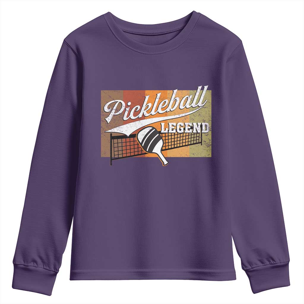 Funny Pickleball Legend Youth Sweatshirt Pickleball Player Retro Sport Lover TS11 Purple Print Your Wear