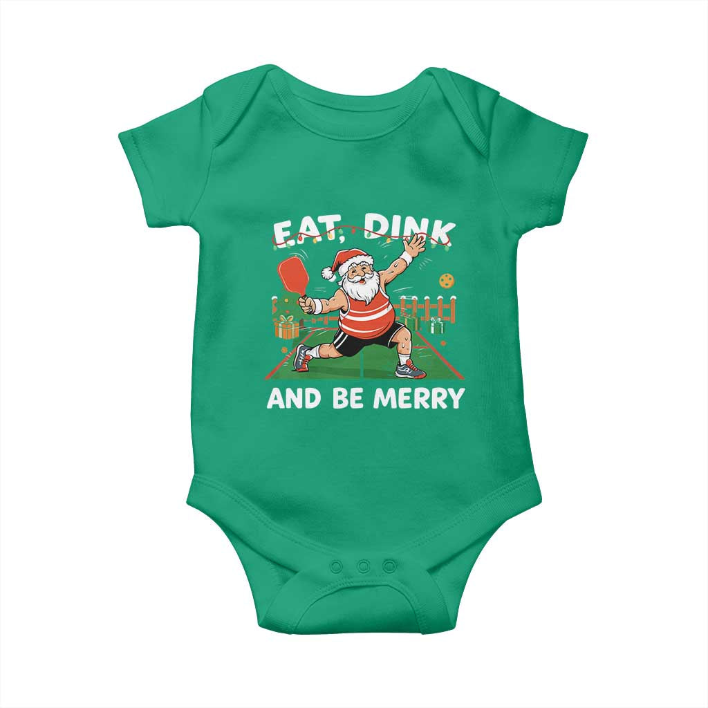 Funny Christmas Pickleball Baby Onesie Eat Dink And Be Merry Xmas Santa TS11 Irish Green Print Your Wear
