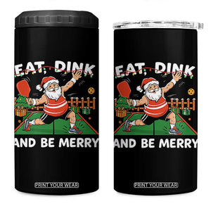 Funny Christmas Pickleball 4 in 1 Can Cooler Tumbler Eat Dink And Be Merry Xmas Santa TS11 One Size: 16 oz Black Print Your Wear