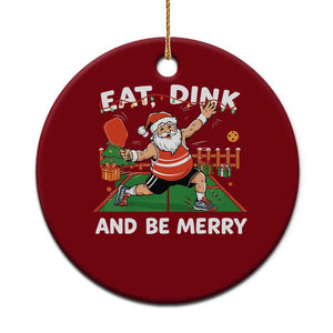Funny Christmas Pickleball Ceramic Ornament Eat Dink And Be Merry Xmas Santa TS11 1pc Red Print Your Wear