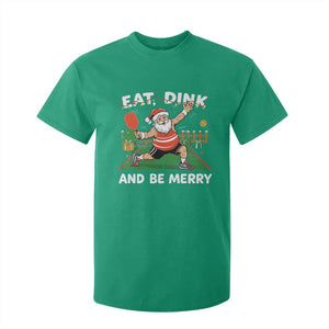 Funny Christmas Pickleball T Shirt For Kid Eat Dink And Be Merry Xmas Santa TS11 Irish Green Print Your Wear
