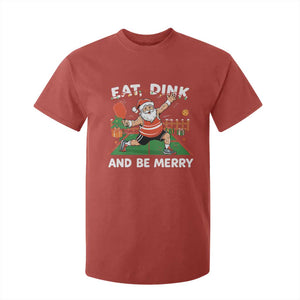 Funny Christmas Pickleball T Shirt For Kid Eat Dink And Be Merry Xmas Santa TS11 Red Print Your Wear