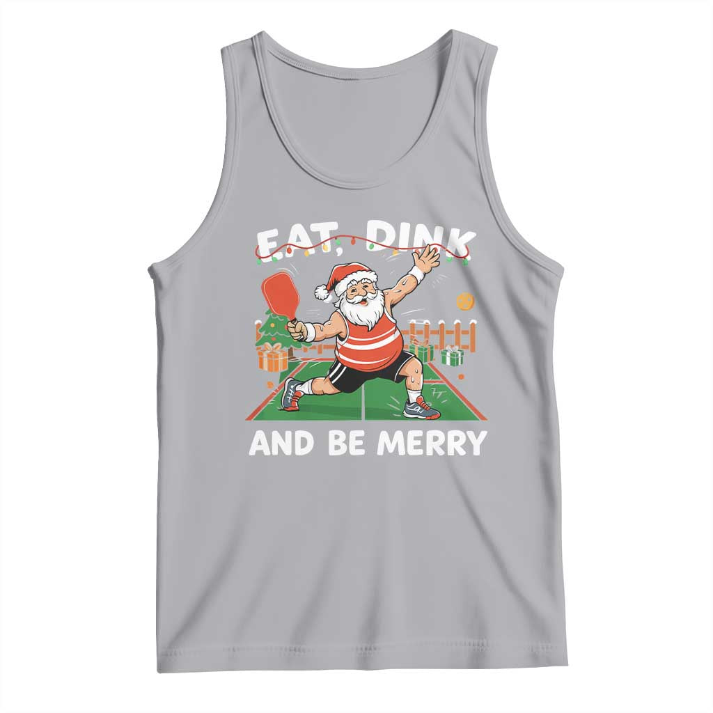Funny Christmas Pickleball Tank Top Eat Dink And Be Merry Xmas Santa TS11 Athletic Heather Print Your Wear
