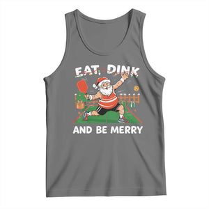 Funny Christmas Pickleball Tank Top Eat Dink And Be Merry Xmas Santa TS11 Black Heather Print Your Wear