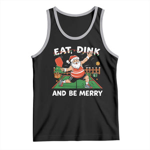 Funny Christmas Pickleball Tank Top Eat Dink And Be Merry Xmas Santa TS11 Black Athletic Heather Print Your Wear