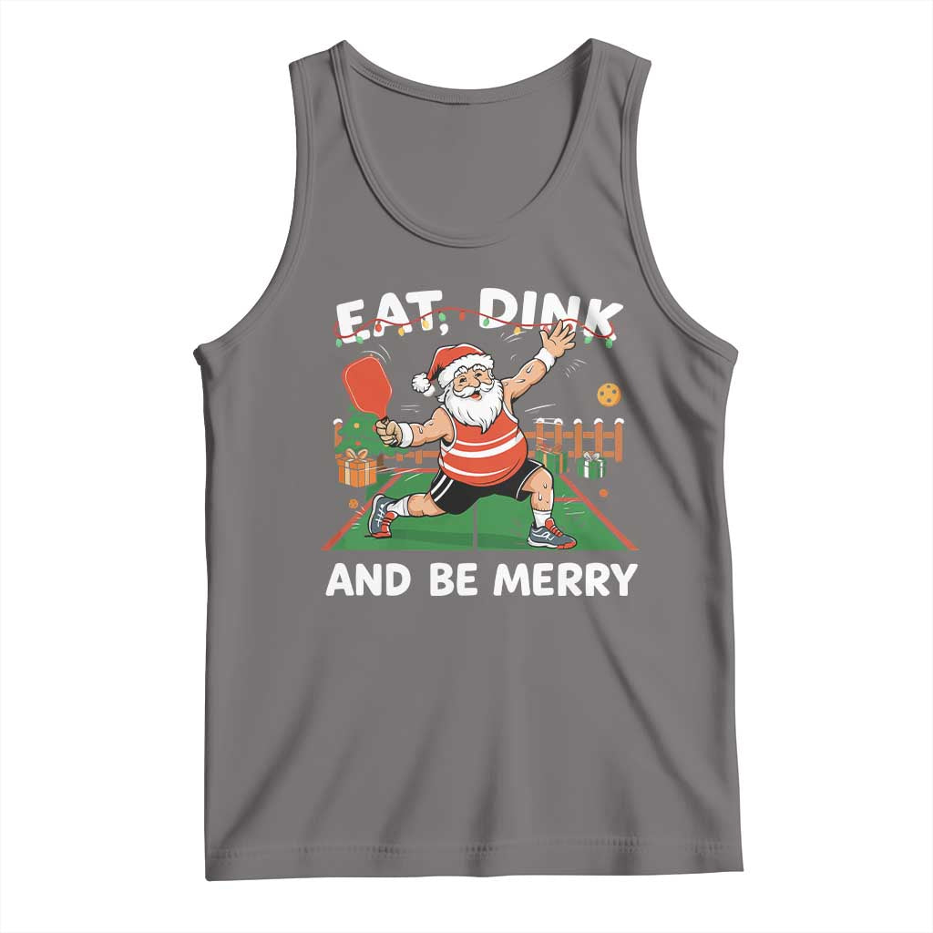Funny Christmas Pickleball Tank Top Eat Dink And Be Merry Xmas Santa TS11 Deep Heather Print Your Wear