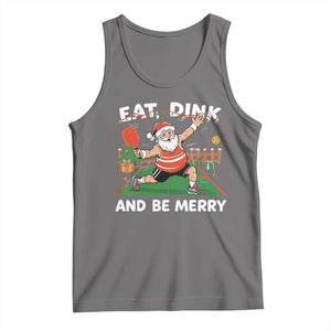 Funny Christmas Pickleball Tank Top Eat Dink And Be Merry Xmas Santa TS11 Deep Heather Print Your Wear