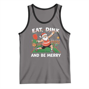 Funny Christmas Pickleball Tank Top Eat Dink And Be Merry Xmas Santa TS11 Deep Heather Black Print Your Wear