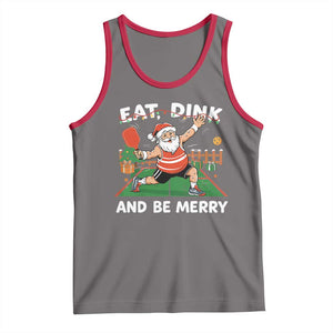Funny Christmas Pickleball Tank Top Eat Dink And Be Merry Xmas Santa TS11 Deep Heather Red Print Your Wear