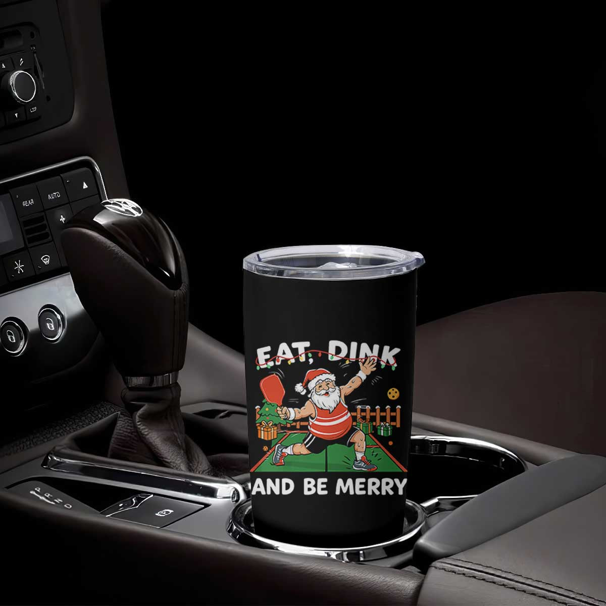 Funny Christmas Pickleball Tumbler Cup Eat Dink And Be Merry Xmas Santa TS11 Print Your Wear