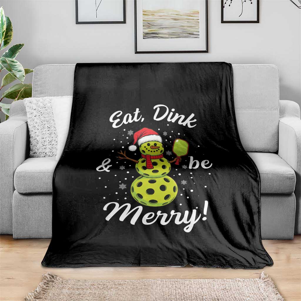 Funny Christmas Pickleball Throw Blanket Eat Dink And Be Merry Snowman TS11 Print Your Wear