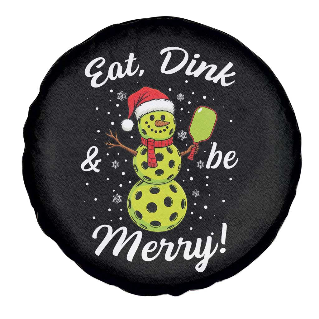 Funny Christmas Pickleball Spare Tire Cover Eat Dink And Be Merry Snowman TS11 Print Your Wear