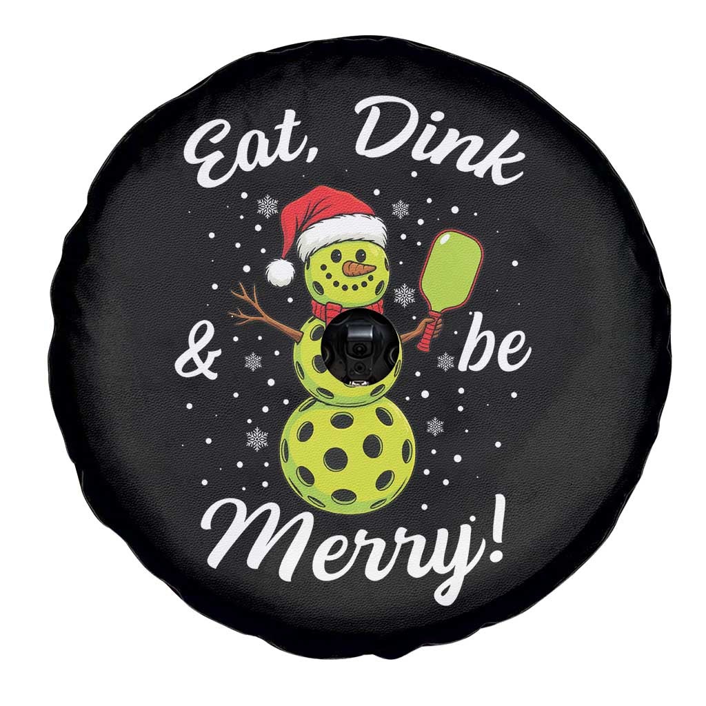 Funny Christmas Pickleball Spare Tire Cover Eat Dink And Be Merry Snowman TS11 Print Your Wear