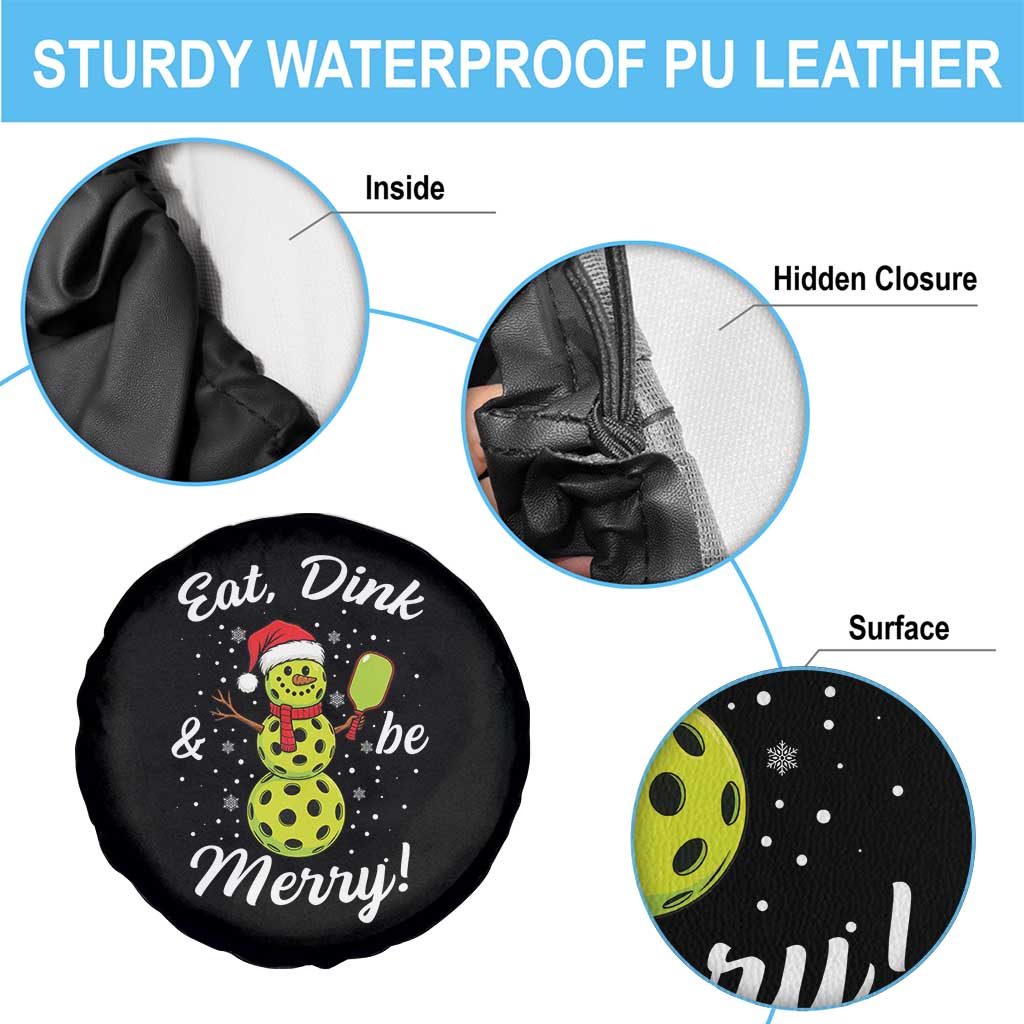 Funny Christmas Pickleball Spare Tire Cover Eat Dink And Be Merry Snowman TS11 Print Your Wear