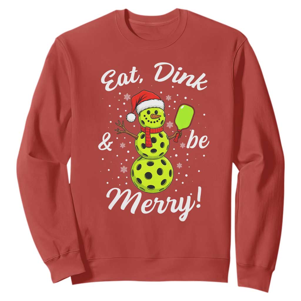 Funny Christmas Pickleball Sweatshirt Eat Dink And Be Merry Snowman TS11 Red Print Your Wear