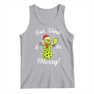 Funny Christmas Pickleball Tank Top Eat Dink And Be Merry Snowman TS11 Athletic Heather Print Your Wear