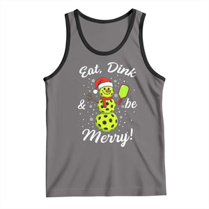 Funny Christmas Pickleball Tank Top Eat Dink And Be Merry Snowman TS11 Deep Heather Black Print Your Wear