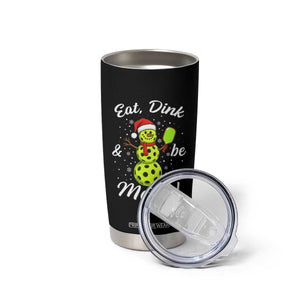 Funny Christmas Pickleball Tumbler Cup Eat Dink And Be Merry Snowman TS11 Print Your Wear
