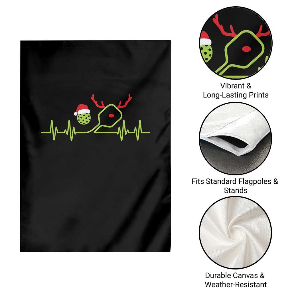 Funny Christmas Pickleball Heartbeat Santa Hat Garden Flag TS11 Print Your Wear