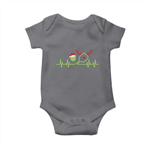 Funny Christmas Pickleball Heartbeat Santa Hat Baby Onesie TS11 Charcoal Print Your Wear