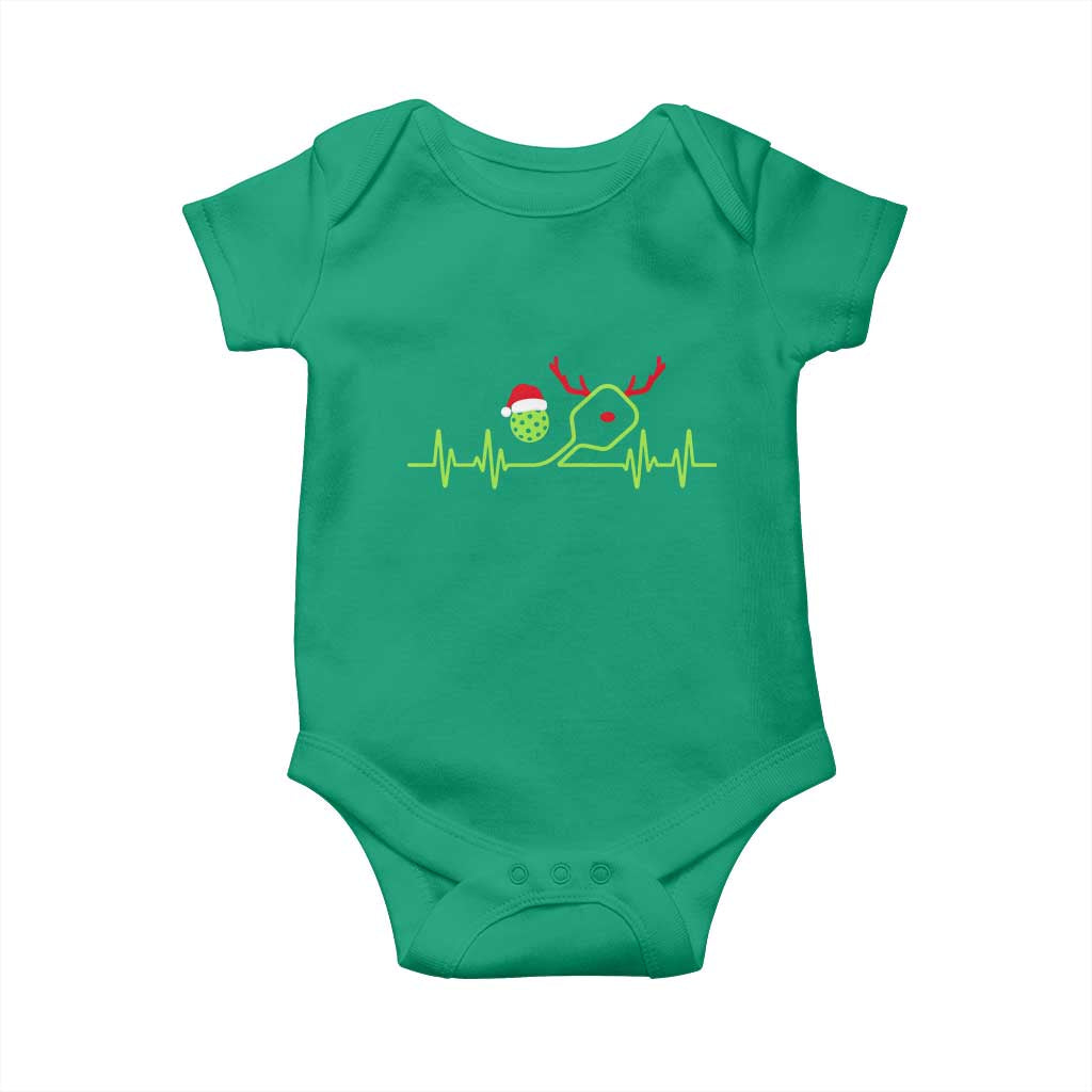 Funny Christmas Pickleball Heartbeat Santa Hat Baby Onesie TS11 Irish Green Print Your Wear