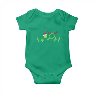 Funny Christmas Pickleball Heartbeat Santa Hat Baby Onesie TS11 Irish Green Print Your Wear