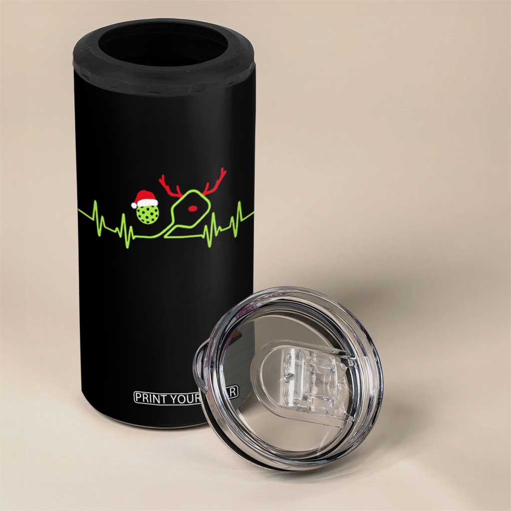 Funny Christmas Pickleball Heartbeat Santa Hat 4 in 1 Can Cooler Tumbler TS11 Print Your Wear