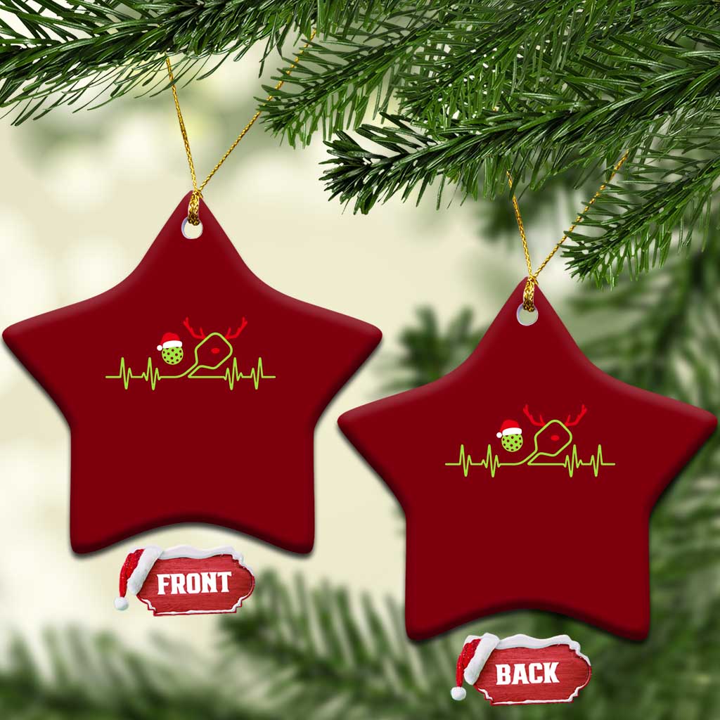 Funny Christmas Pickleball Heartbeat Santa Hat Ceramic Ornament TS11 Print Your Wear