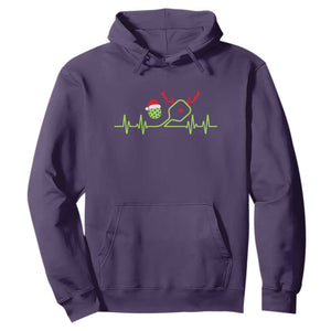 Funny Christmas Pickleball Heartbeat Santa Hat Hoodie TS11 Purple Print Your Wear