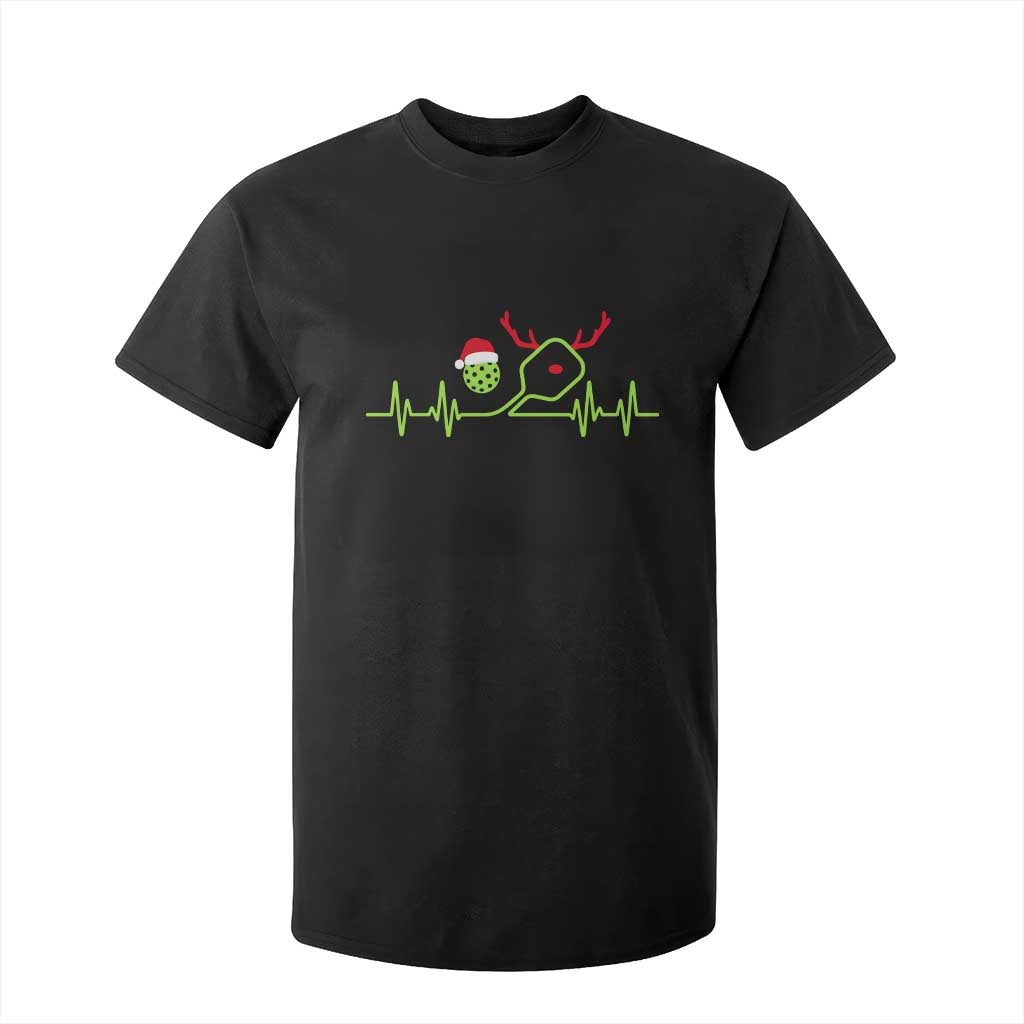 Funny Christmas Pickleball Heartbeat Santa Hat T Shirt For Kid TS11 Black Print Your Wear