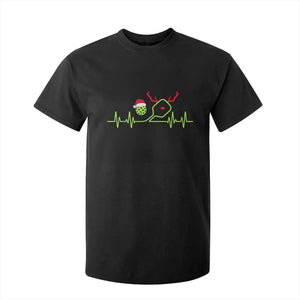 Funny Christmas Pickleball Heartbeat Santa Hat T Shirt For Kid TS11 Black Print Your Wear