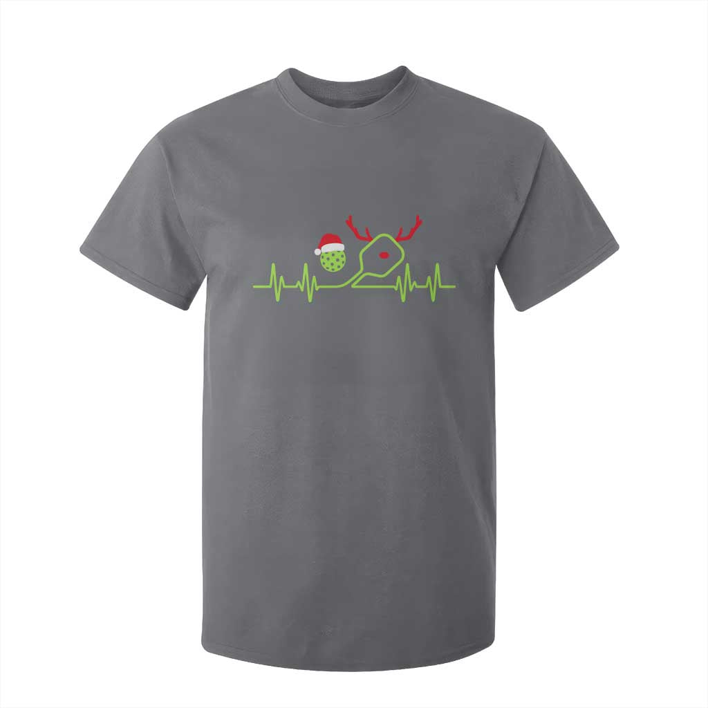 Funny Christmas Pickleball Heartbeat Santa Hat T Shirt For Kid TS11 Charcoal Print Your Wear