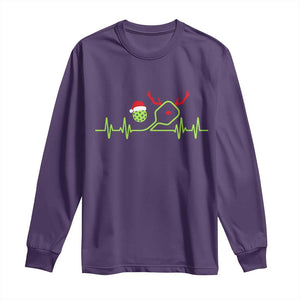 Funny Christmas Pickleball Heartbeat Santa Hat Long Sleeve Shirt TS11 Purple Print Your Wear