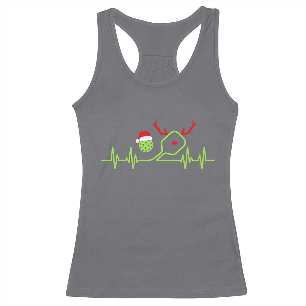 Funny Christmas Pickleball Heartbeat Santa Hat Racerback Tank Top TS11 Charcoal Print Your Wear