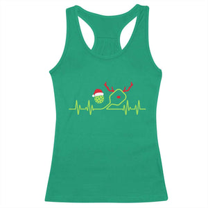 Funny Christmas Pickleball Heartbeat Santa Hat Racerback Tank Top TS11 Irish Green Print Your Wear