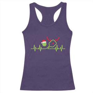 Funny Christmas Pickleball Heartbeat Santa Hat Racerback Tank Top TS11 Purple Print Your Wear