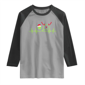 Funny Christmas Pickleball Heartbeat Santa Hat Raglan Shirt TS11 Sport Gray Black Print Your Wear
