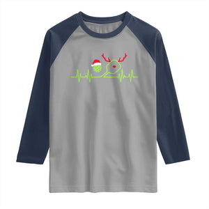 Funny Christmas Pickleball Heartbeat Santa Hat Raglan Shirt TS11 Sport Gray Navy Print Your Wear